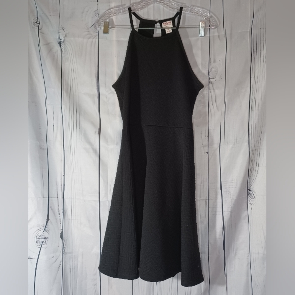 Mossimo Black Halter Textured Skater Gothic Preppy Party Dress